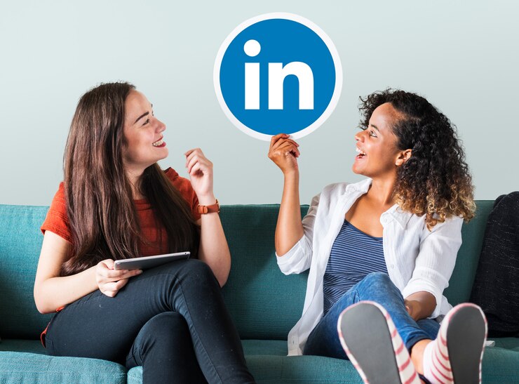 women holding linkedin logo 53876 71140
